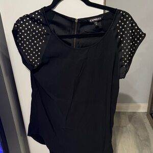 Express Black Top with Gold Studded Sleeves
